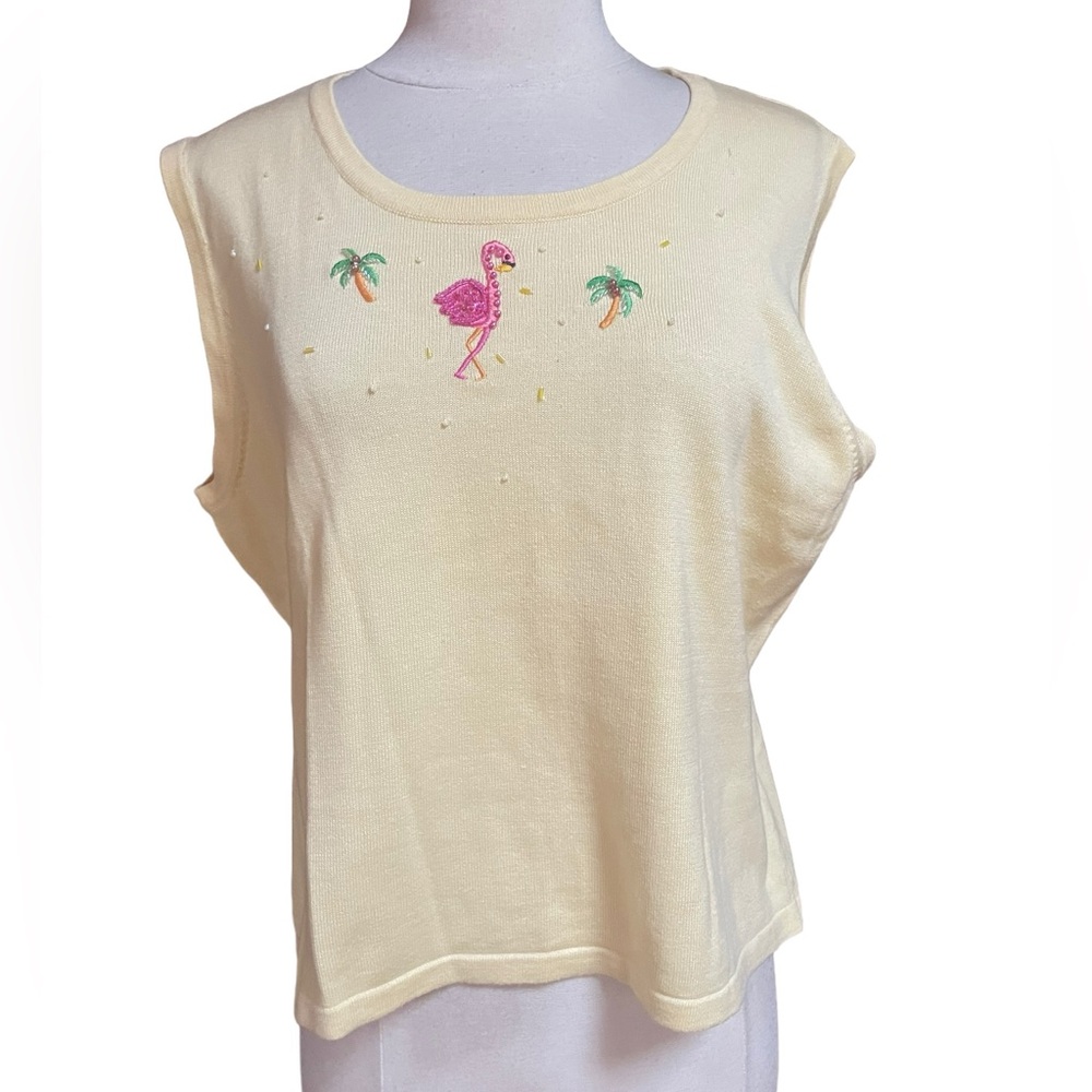 Vintage Jack B. Quick Beaded & Embroidered Lightweight Sweater Tank Top